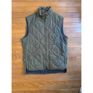 J Crew Mens Vest Olive Green Small Zip Front